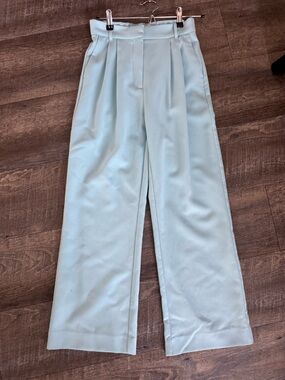 Abercrombie & Fitch Light Blue Wide-Leg Pleated Pants
